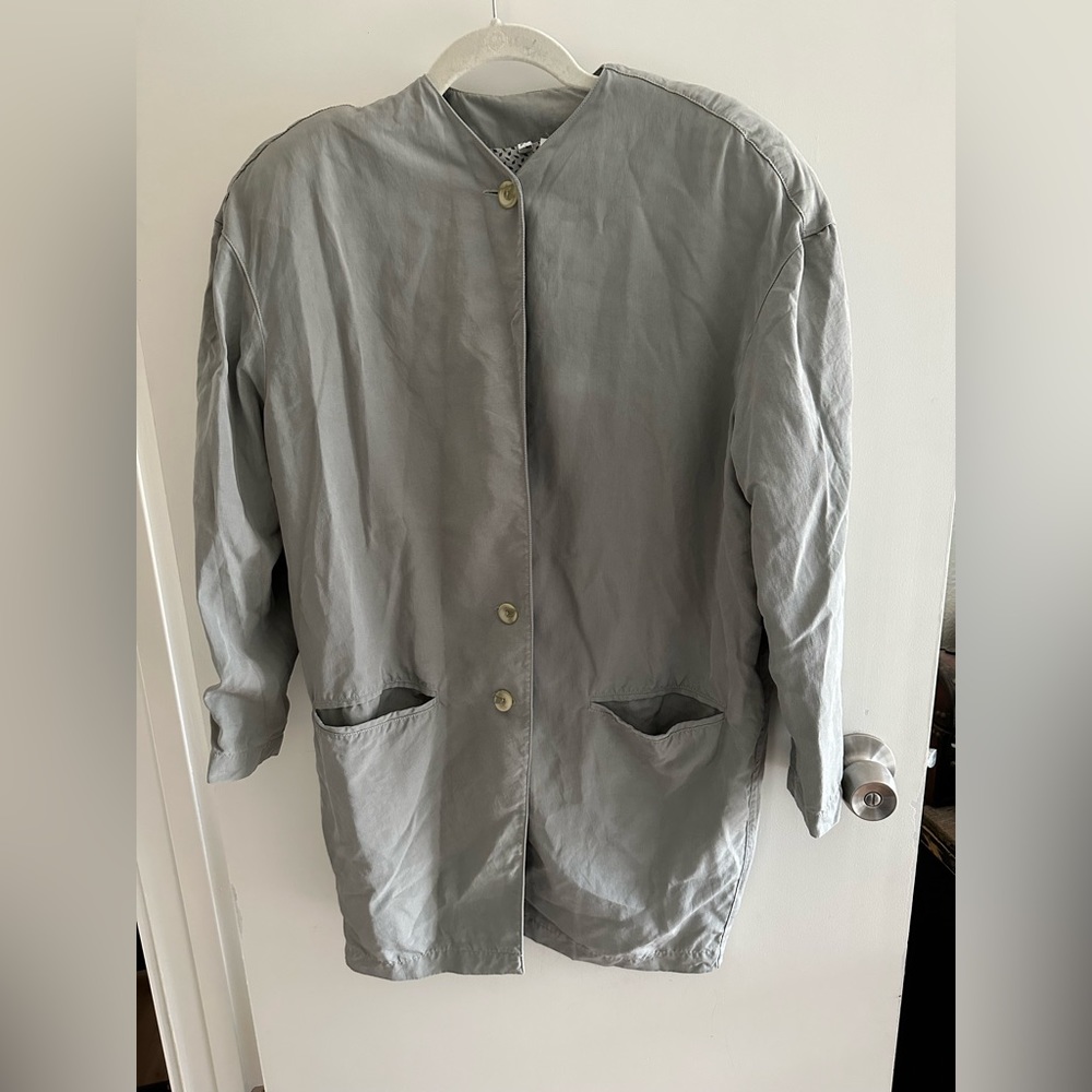 Vintage Sage green lightweight jacket with unique 3 button design